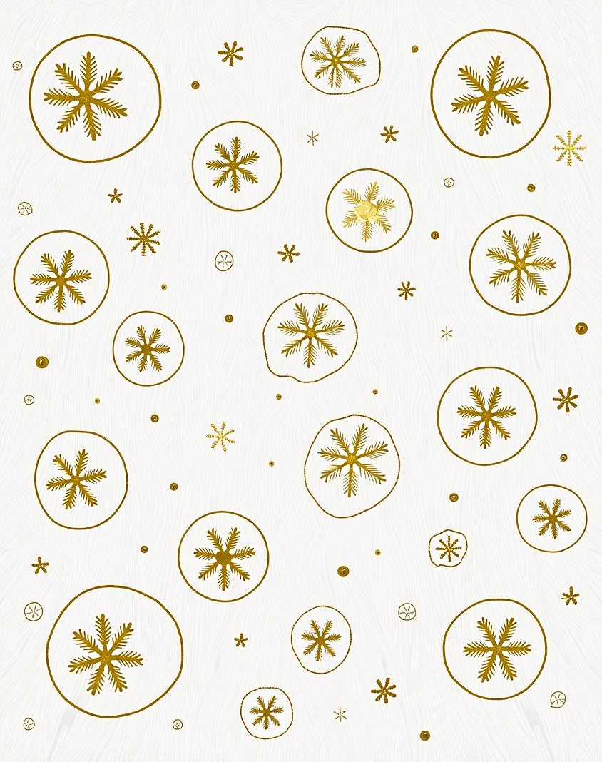 Golden Snowflake Scattered Circular Rug