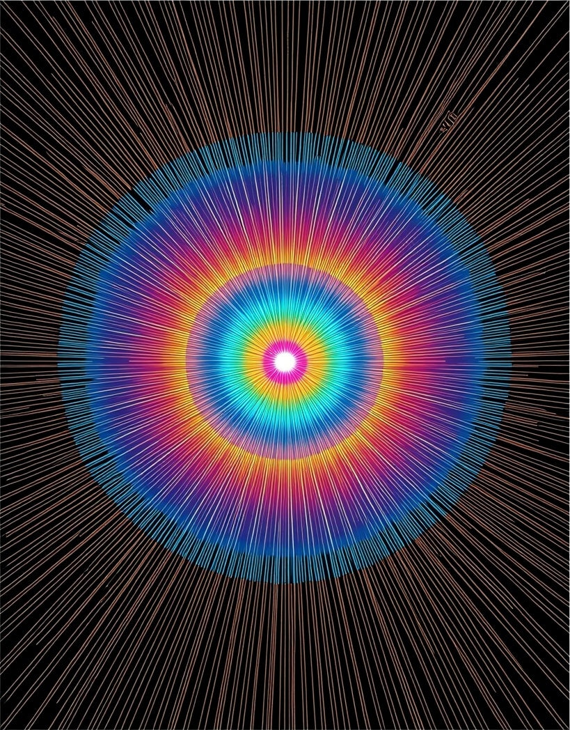 Vibrant Radial Rainbow Burst Rug