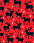 Bold Black Reindeer Snowflakes Red Rug