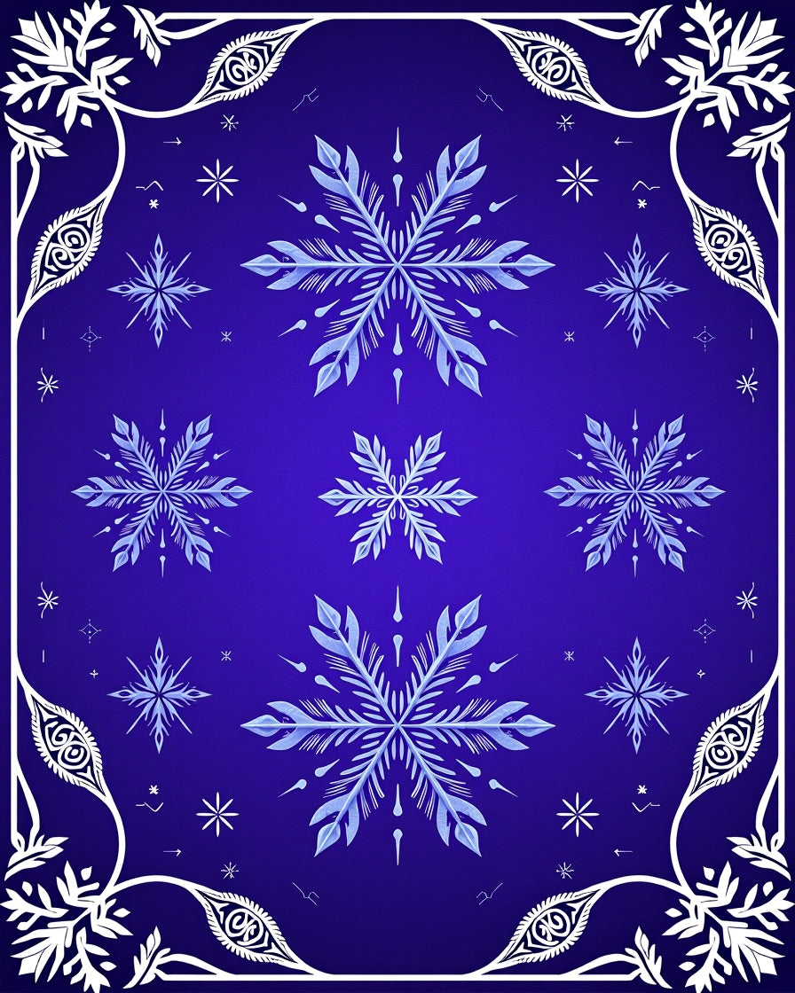 Deep Blue Snowflake Scatter Rug