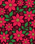 Bold Crimson Floral Poinsettia Leaves Rug