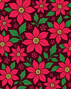 Bold Crimson Floral Poinsettia Leaves Rug