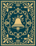 Deep Teal Golden Bell Crested Ornate Rug