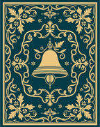 Deep Teal Golden Bell Crested Ornate Rug