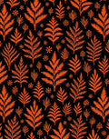 Vibrant Orange Fern Leaf Silhouette Rug