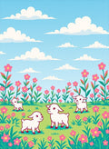 Spring Meadow Lambs Pink Flowers Rug