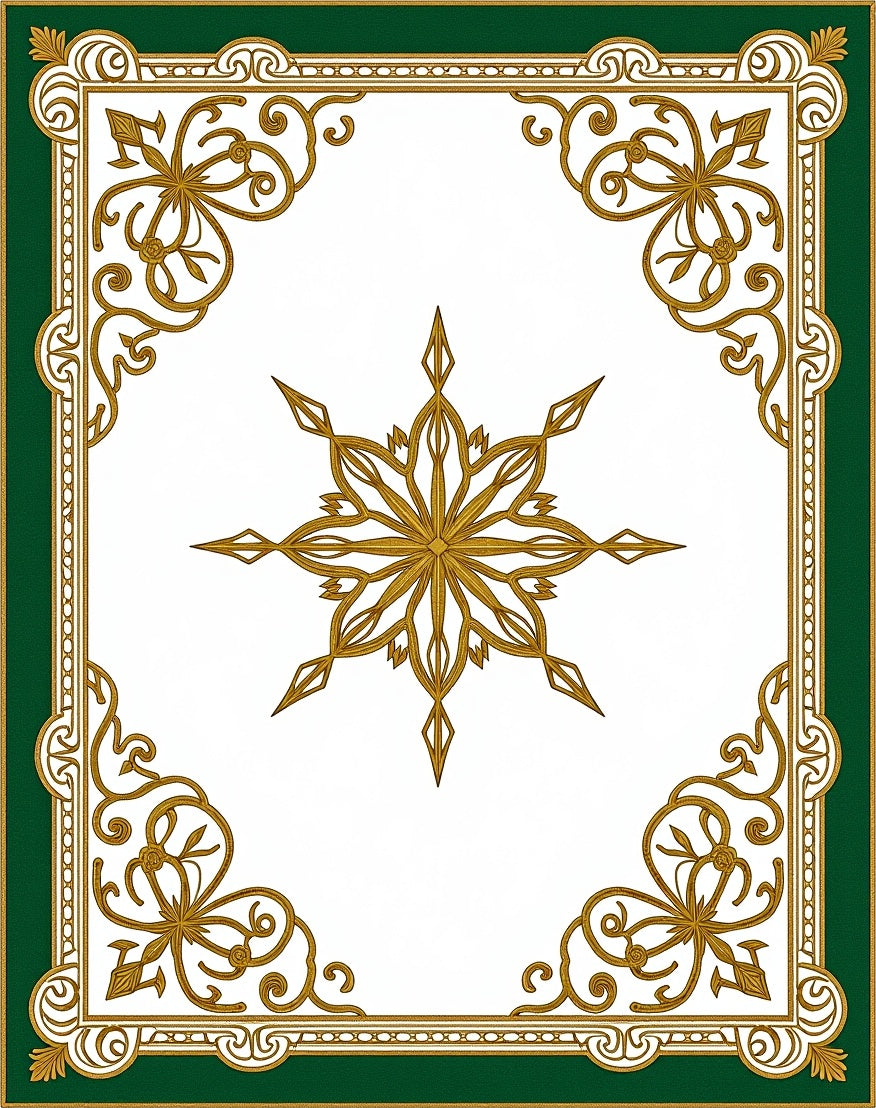 Elegant Gold Green Starburst Medallion Rug