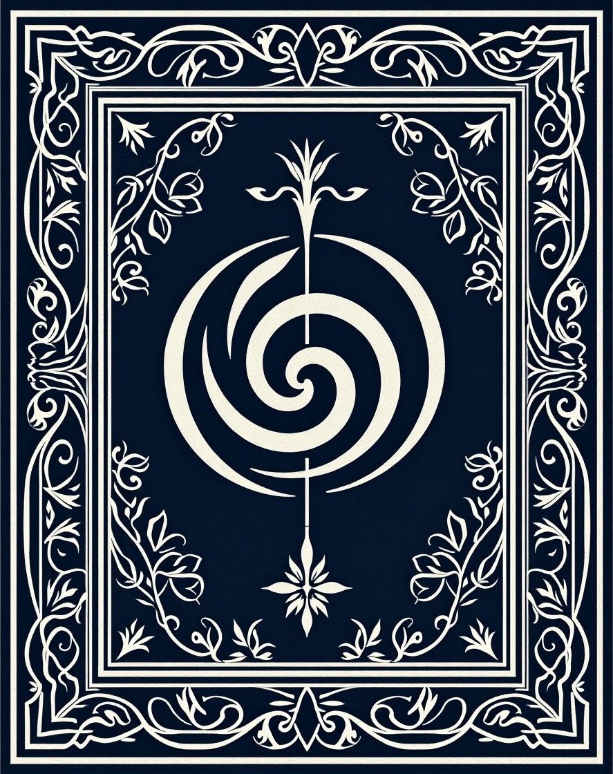 Navy Ivory Ornate Floral Scroll Rug
