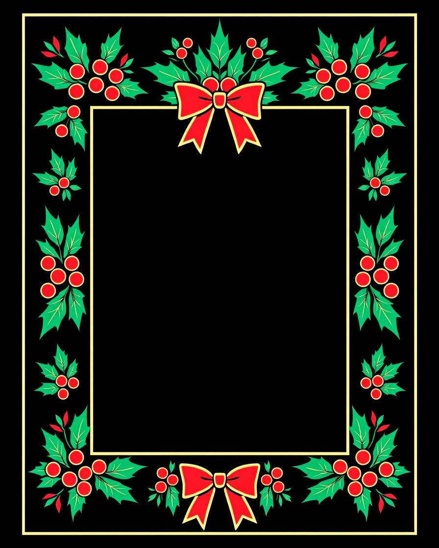 Festive Holly and Red Bow Rug