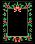 Festive Holly and Red Bow Rug