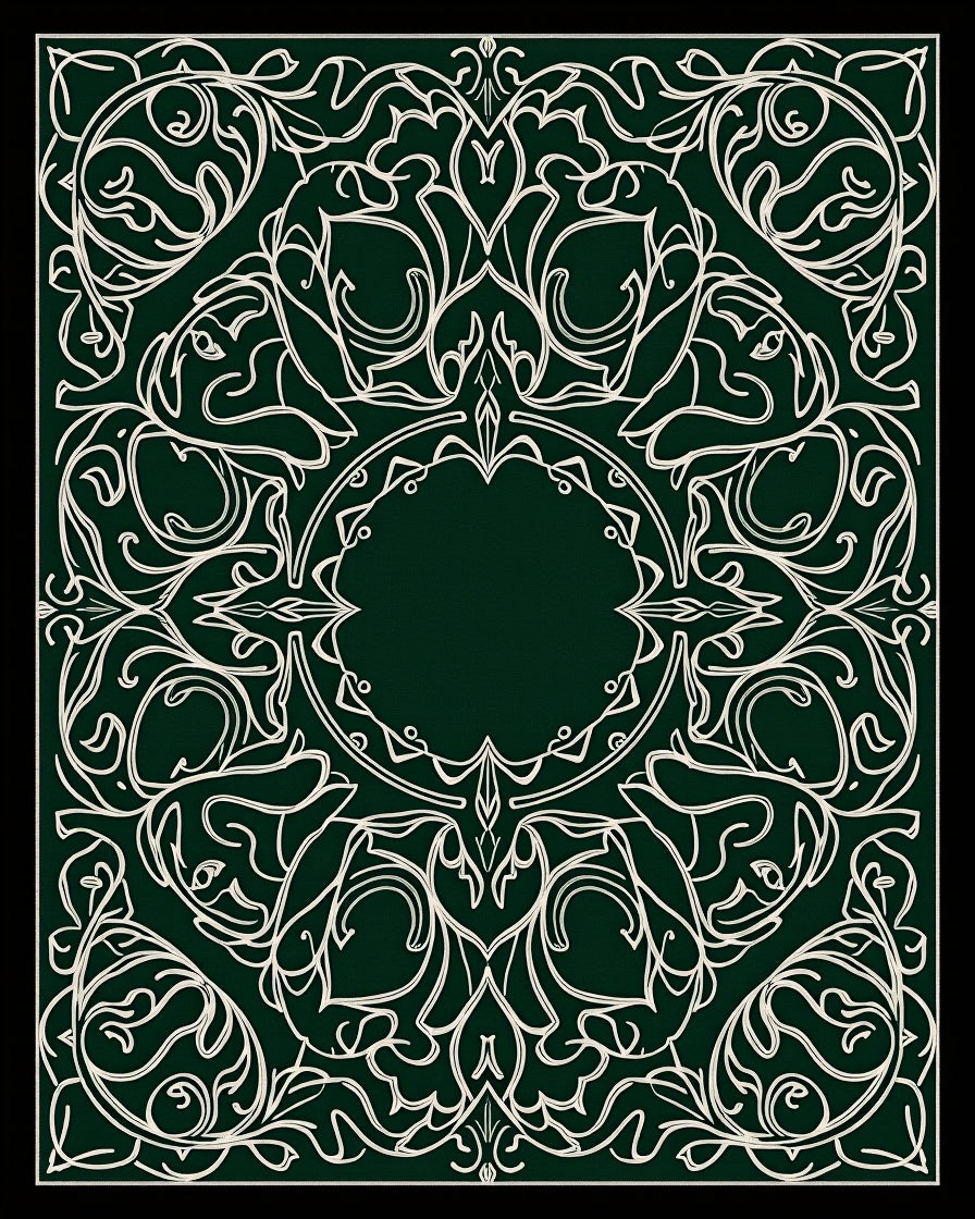 Emerald Green Floral Symmetry Rug
