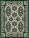 Ornate Green Floral Medallion Repeating Rug