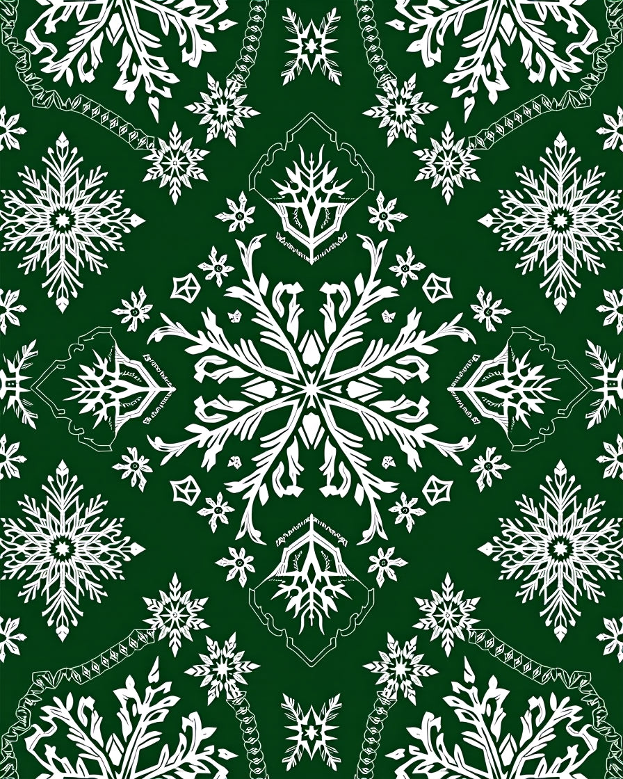 Forest Green Snowflake Mandala Rug