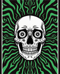 Black Green Skull Swirls Rug