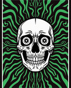 Black Green Skull Swirls Rug
