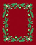 Festive Green Pine Holiday Ornaments Red Rug
