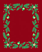 Festive Green Pine Holiday Ornaments Red Rug