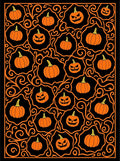 Spooky Orange Pumpkin Halloween Swirls Rug