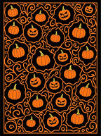 Spooky Orange Pumpkin Halloween Swirls Rug