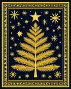 Golden Palm Tree Starry Night Rug