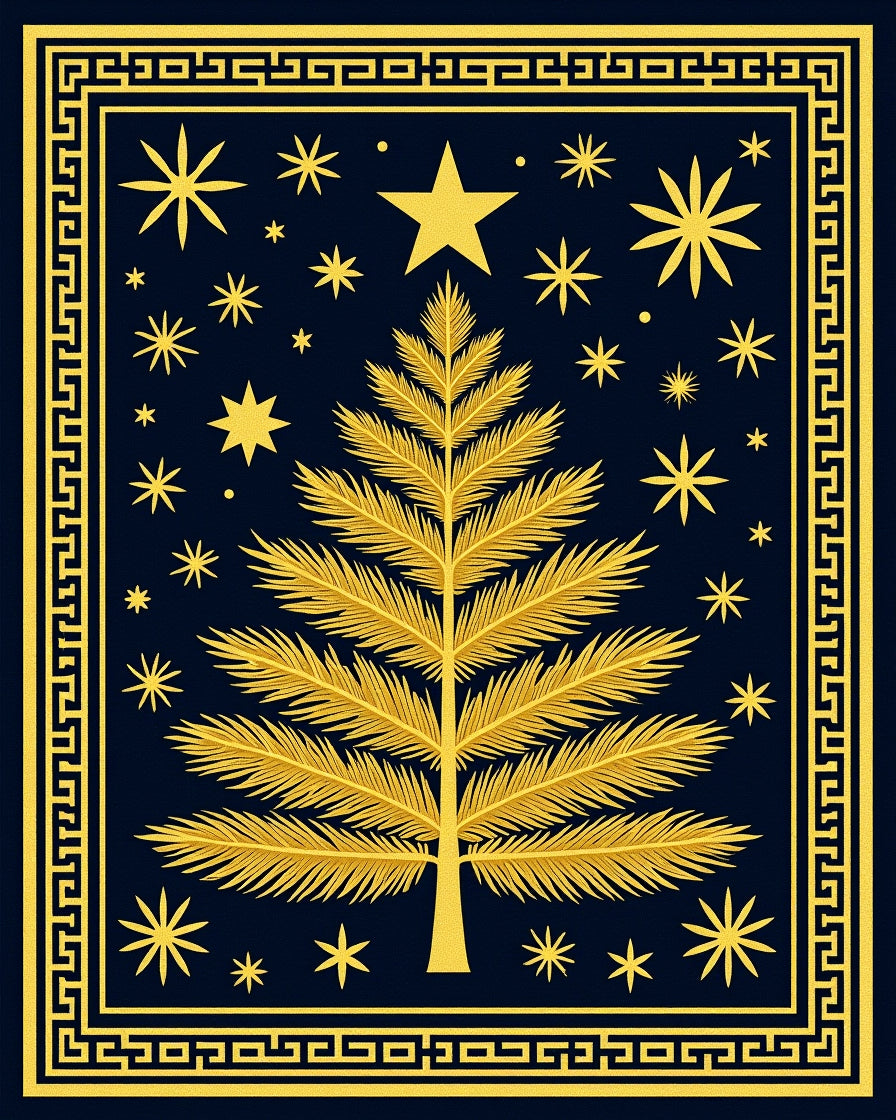 Golden Palm Tree Starry Night Rug