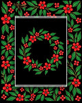 Red Floral Vines Black Garden Rug