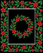 Red Floral Vines Black Garden Rug