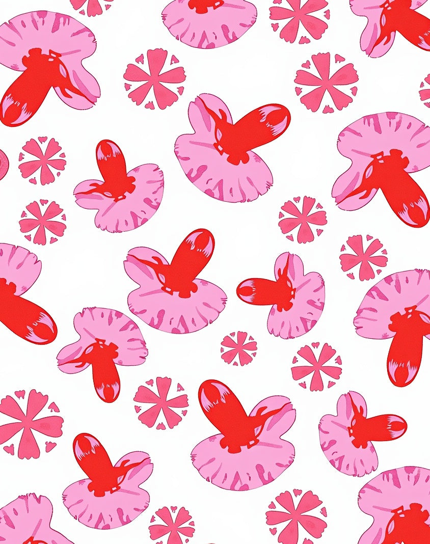 Vibrant Crimson Abstract Floral Rug
