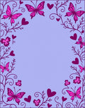 Vibrant Pink Butterfly Vine Heart Rug
