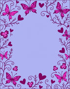 Vibrant Pink Butterfly Vine Heart Rug