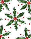 Christmas Green Pine Sprig Red Berry Rug