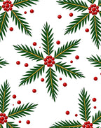Christmas Green Pine Sprig Red Berry Rug