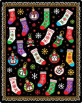Christmas Stockings Snowflakes Festive Border Rug