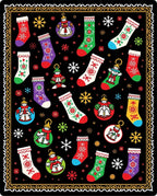 Christmas Stockings Snowflakes Festive Border Rug