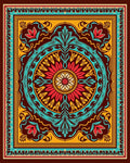 Ornate Crimson Teal Floral Medallion Rug