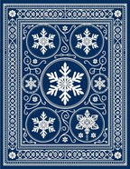Navy White Snowflake Medallion Rug