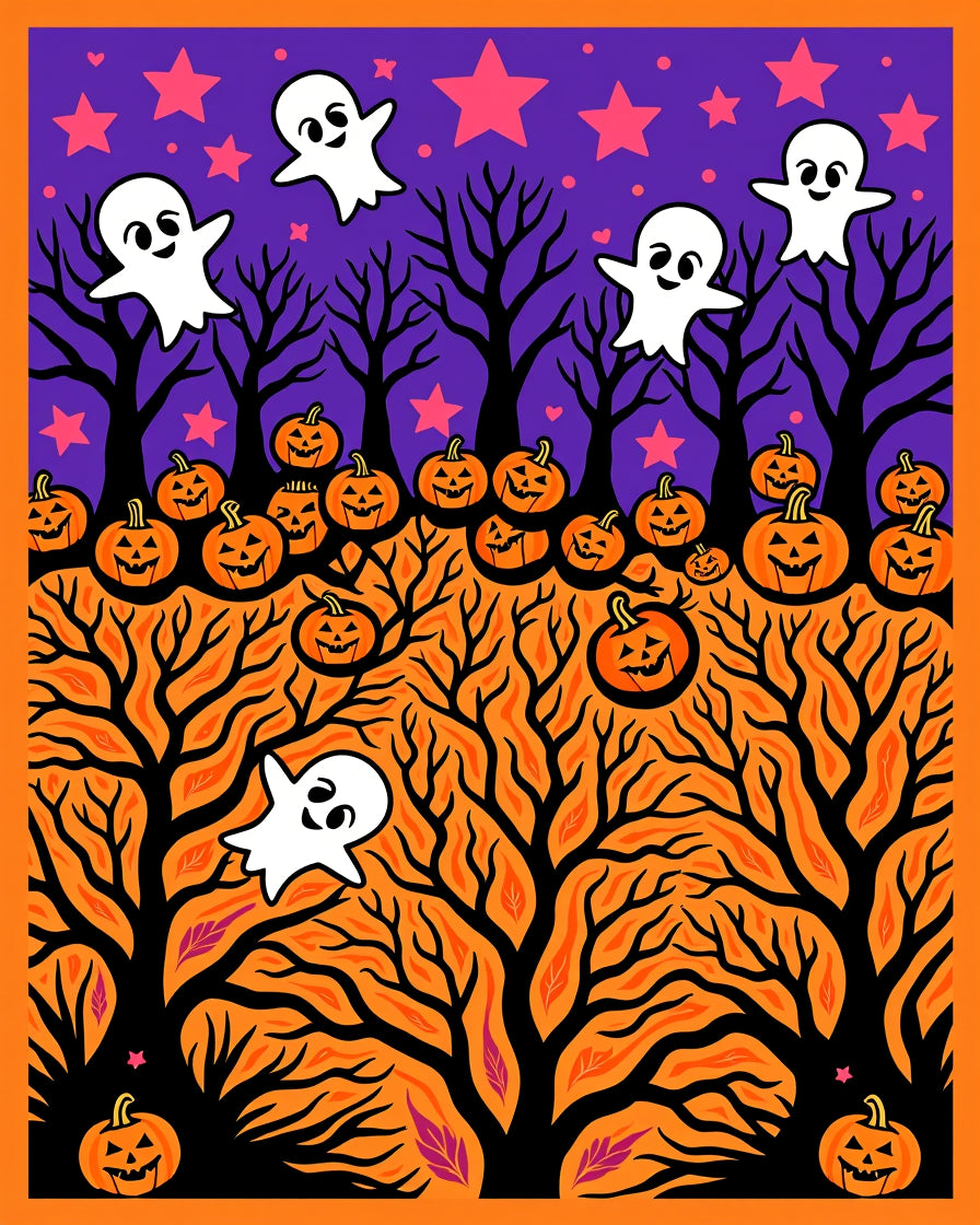 Spooky Ghosts and Jack O Lanterns Forest Rug