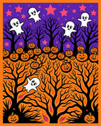 Spooky Ghosts and Jack O Lanterns Forest Rug