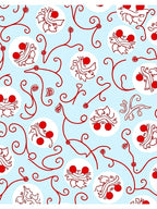 Light Blue Red Whimsical Whimsical Fruit Vines Rug