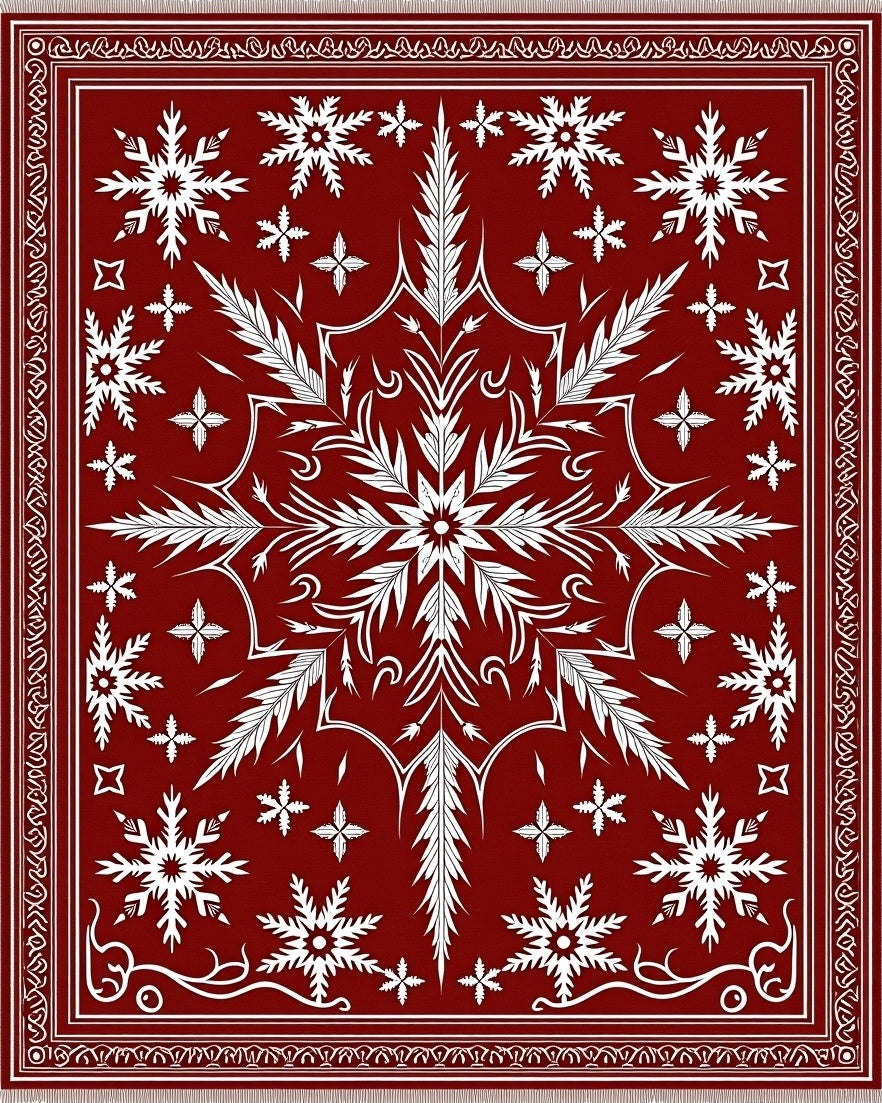 Scarlet White Winter Bloom Rug
