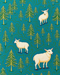 Teal Forest Sheep Woodland Scene Rug