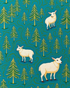 Teal Forest Sheep Woodland Scene Rug