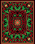 Bold Red Green Floral Medallion Rug