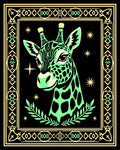 Whimsical Green Giraffe Starry Night Rug