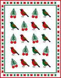 Red Green Birds And Berries Repeat Rug