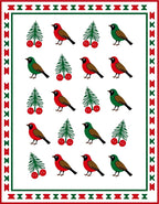 Red Green Birds And Berries Repeat Rug