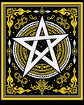 Black Yellow White Pentagram Mandala Rug