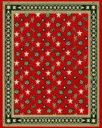 Red Festive Star Floral Border Rug