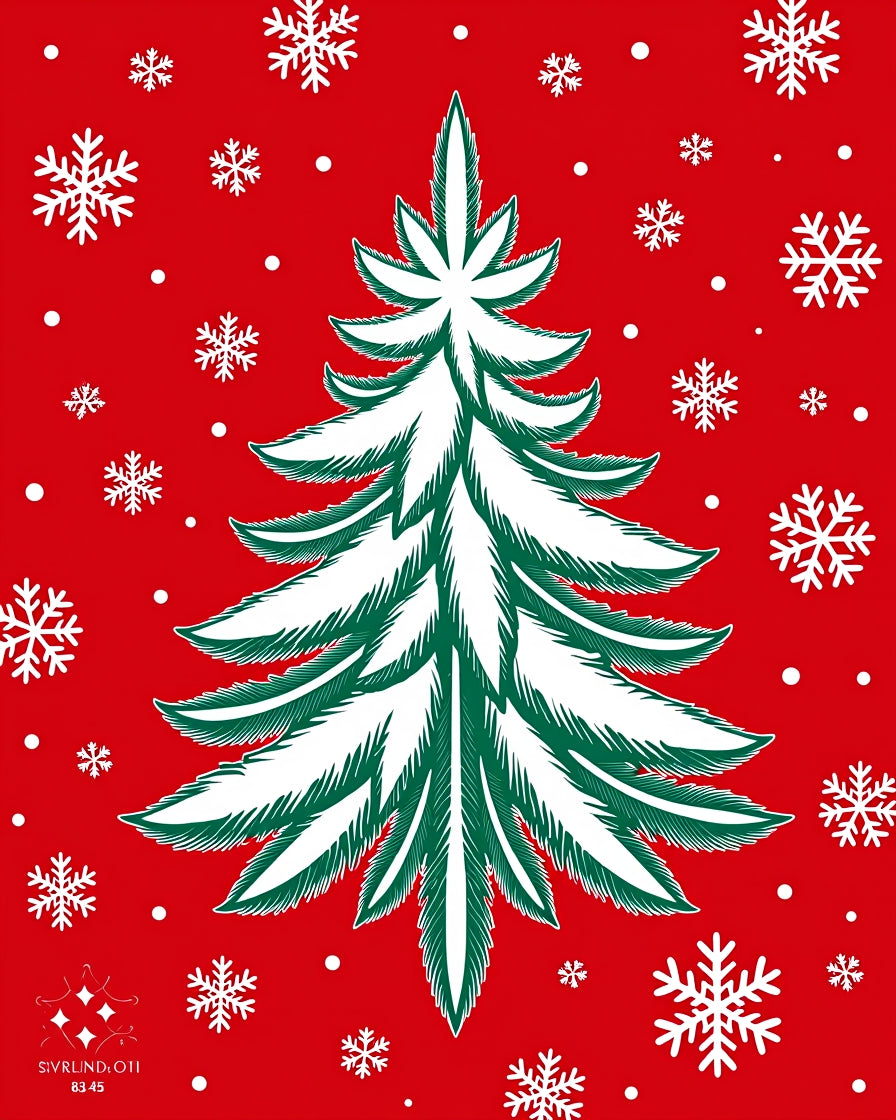 Crimson Tree Snowflakes Christmas Collection Rug
