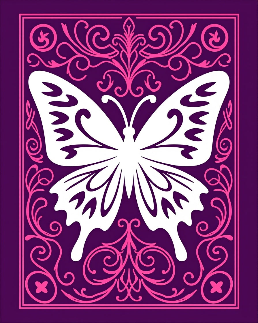 Whimsical Purple Pink Butterfly Garden Rug